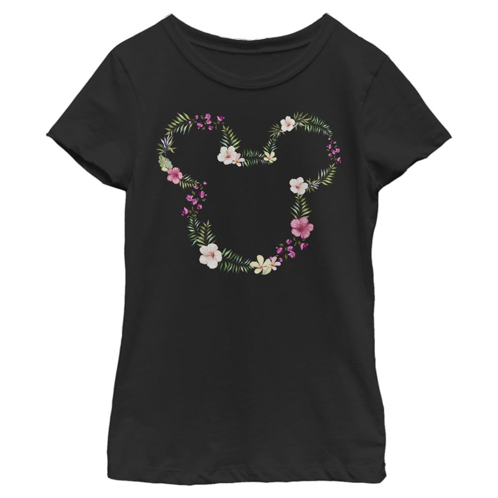 Girl's Disney Floral Mickey Mouse T-Shirt