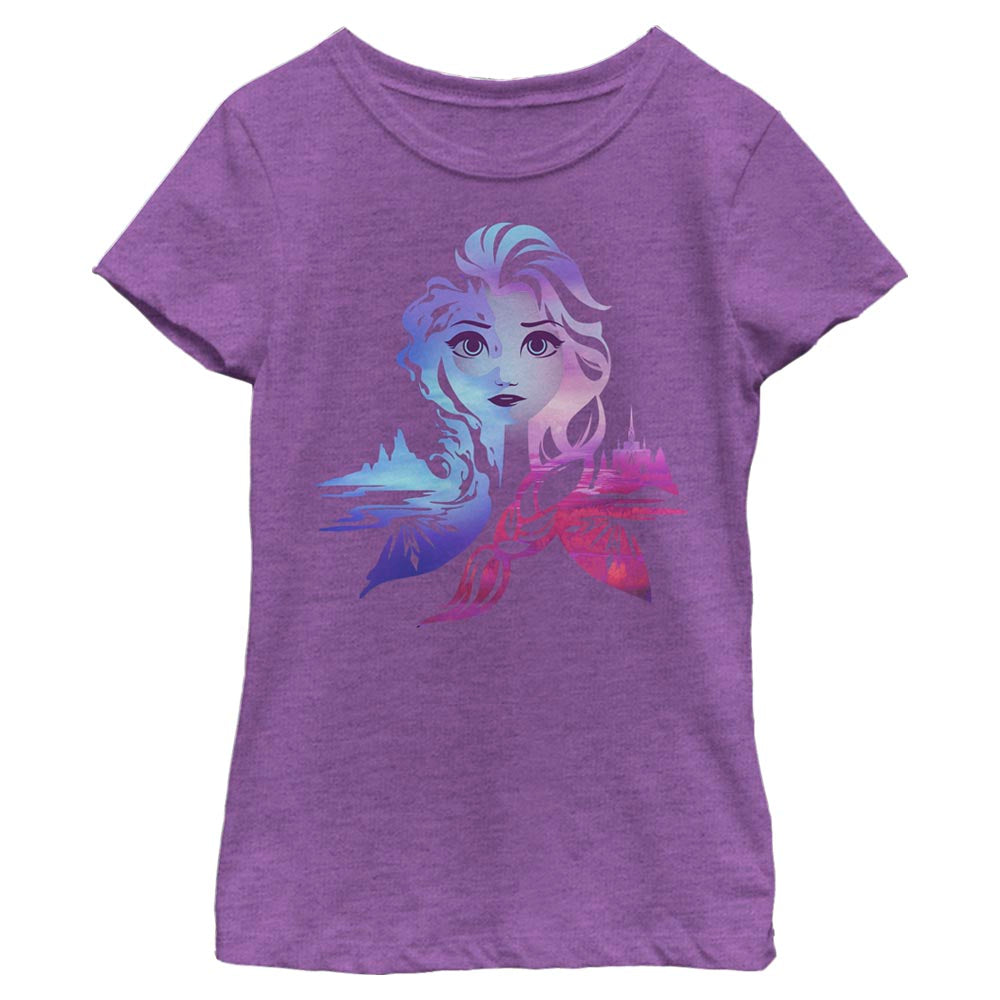 Girl's Disney Elsa Two Tone Gradient Portrait Frozen T-Shirt