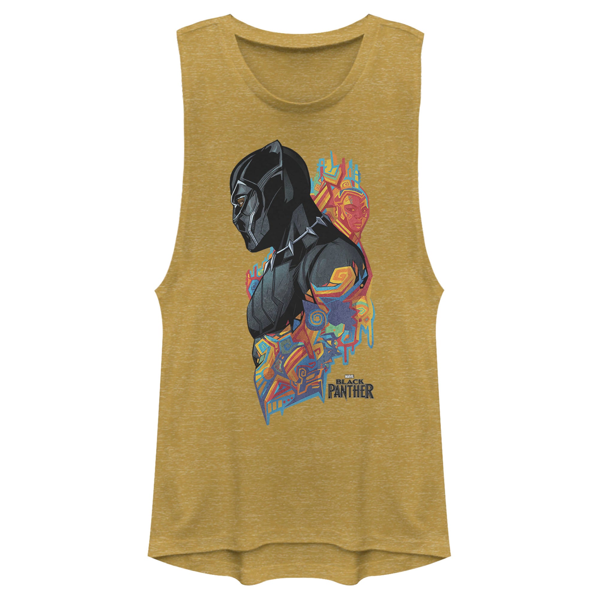 Junior's Marvel Colorful Black Panther Muscle Tee