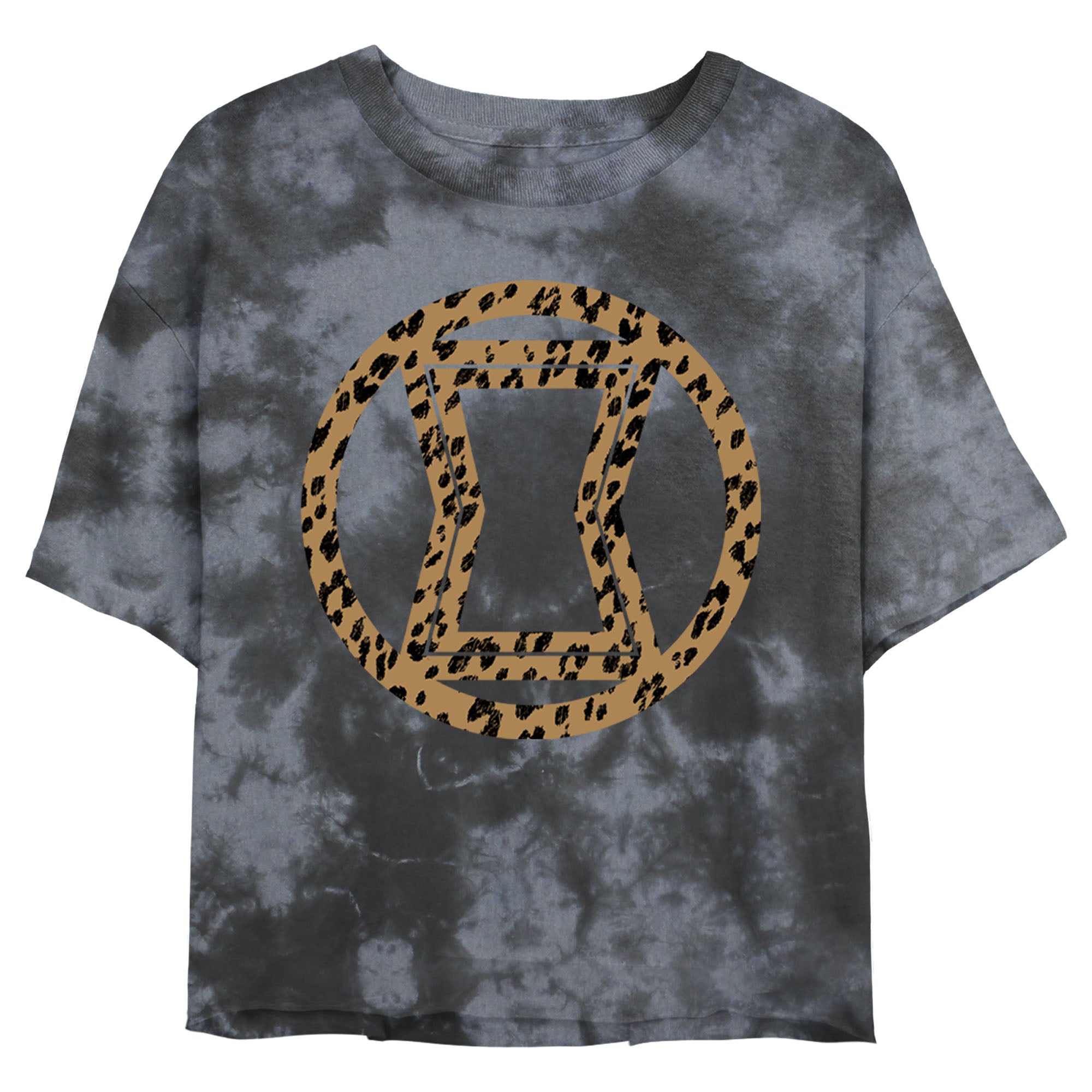 Junior's Marvel Black Widow Icon Leopard Fill Bombard Tie-Dye T-Shirt