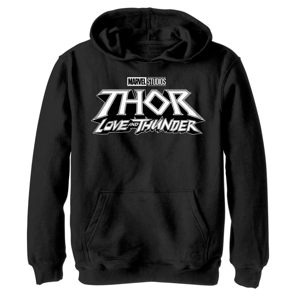Boy's Marvel Thor Black Logo Lightweight Hoodie