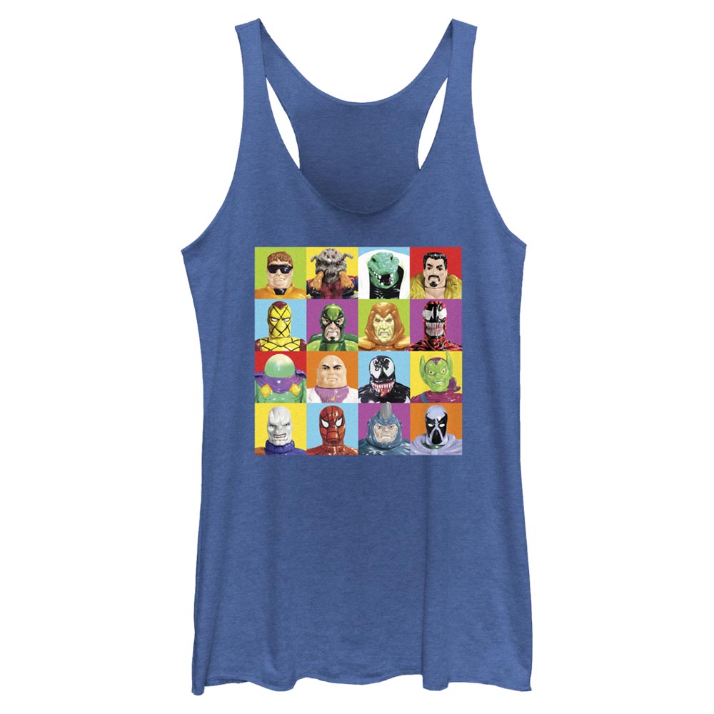Junior's Marvel SPIDER-MAN FIGURE SQUARES Tank Top