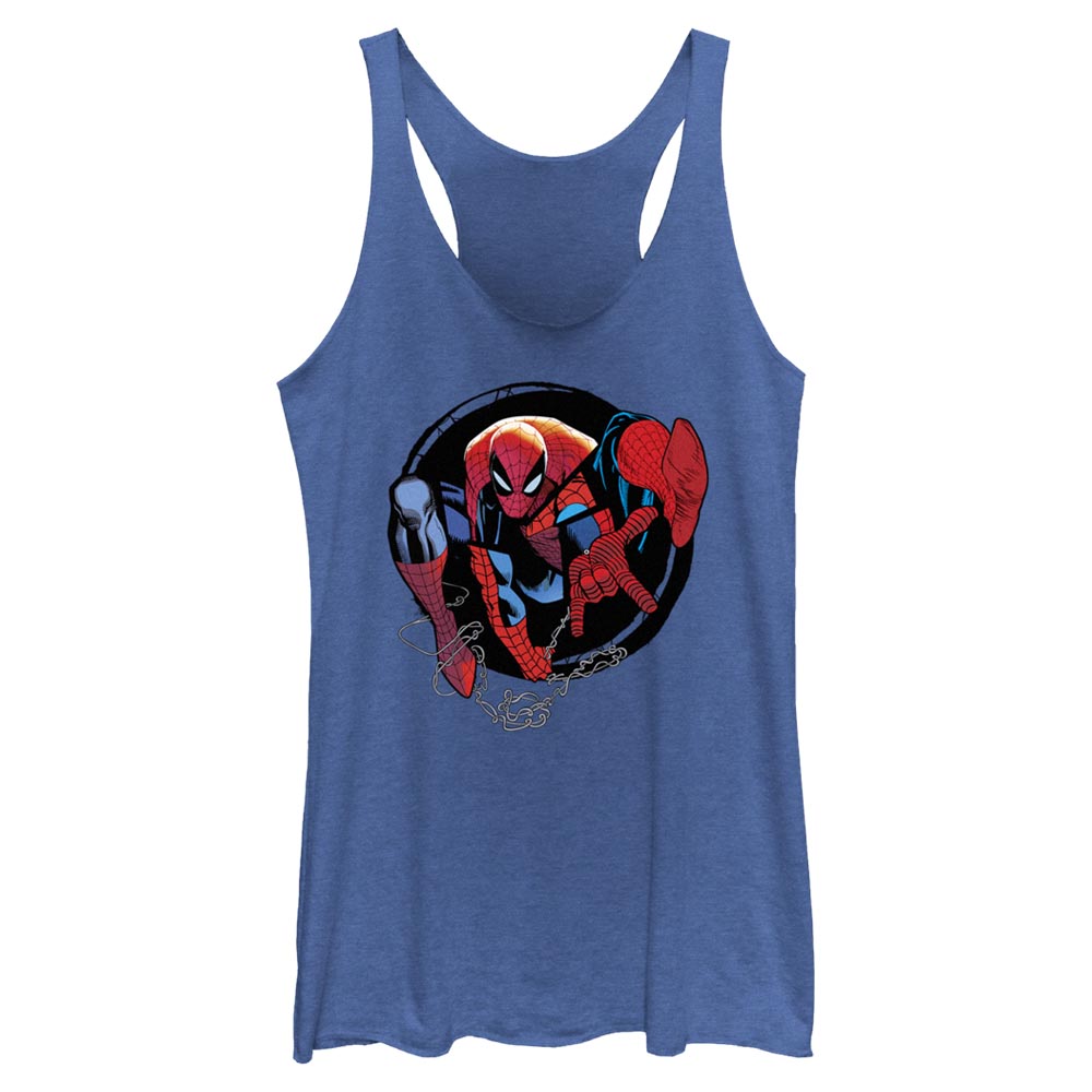 Junior's Marvel SPIDER-MAN CIRCLE FORWARD Tank Top