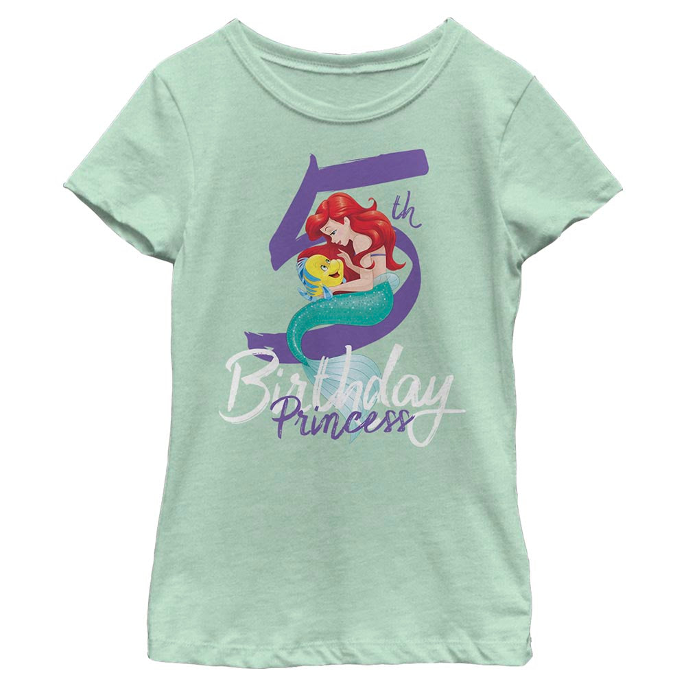 Girl's Disney Birthday Ariel Little Mermaid Five T-Shirt