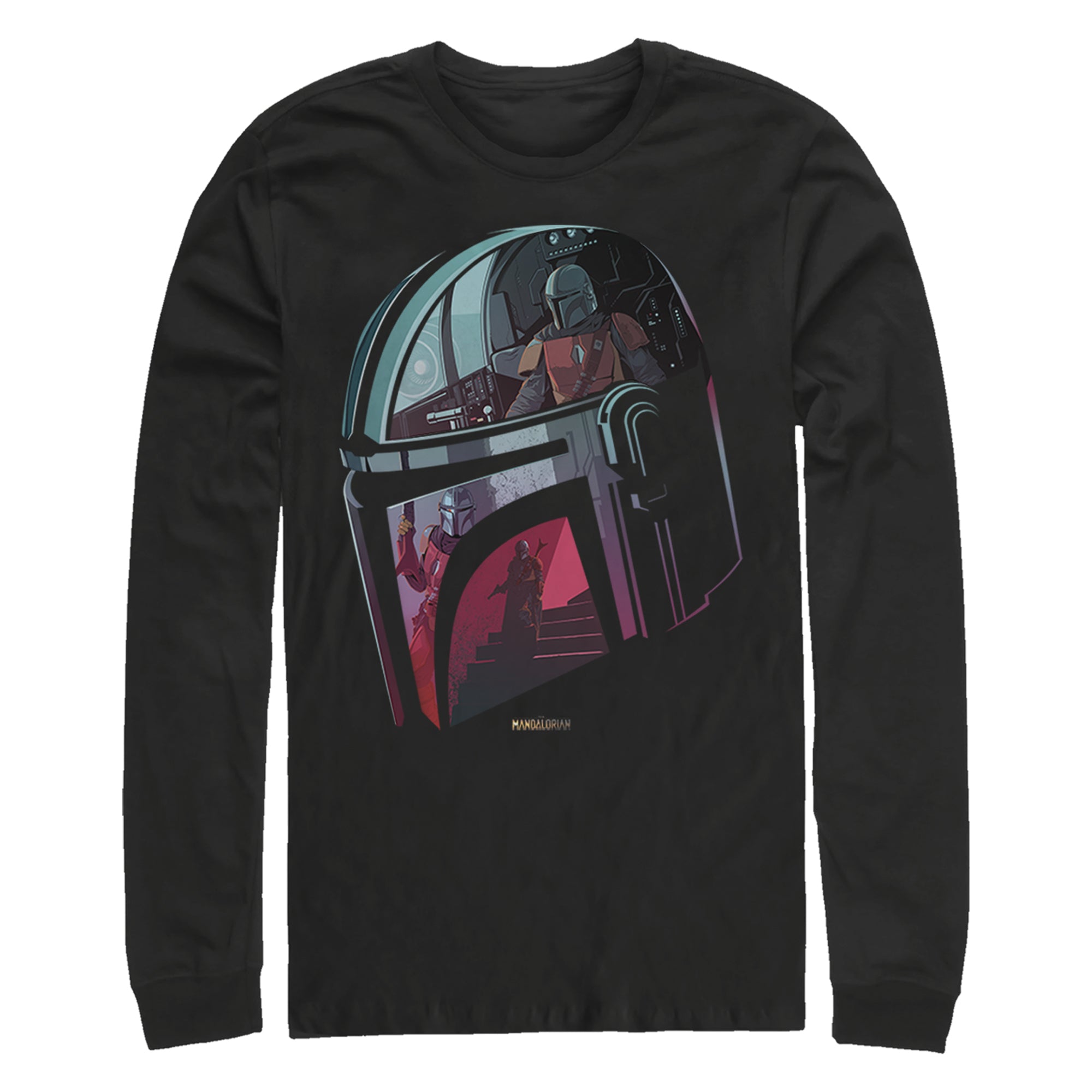 Men's Star Wars Mandalorian Helmet Explanation Long Sleeve T-Shirt